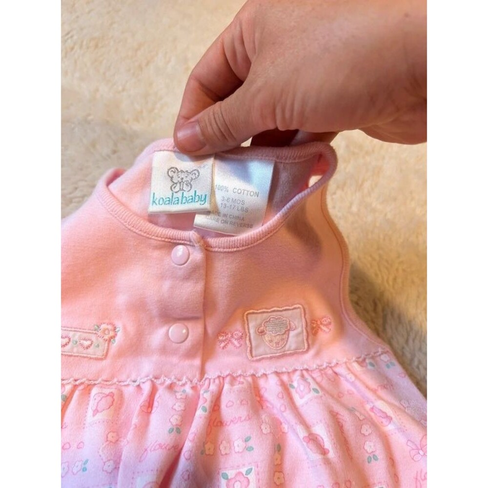 Koala Baby 3-6M Girls Light Pink Sheet Floral Sleeveless Footie Jumper Outfit